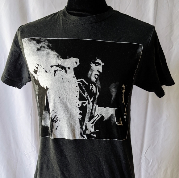 Elvis Presley trademark Tops - Elvis Presley T-Shirt Short Sleeve Black Cotton Blend Tee Adult Size Small